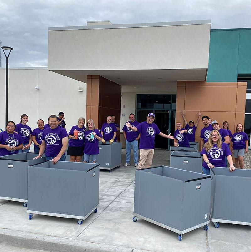 Employees helping with SJC student housing move-in day.